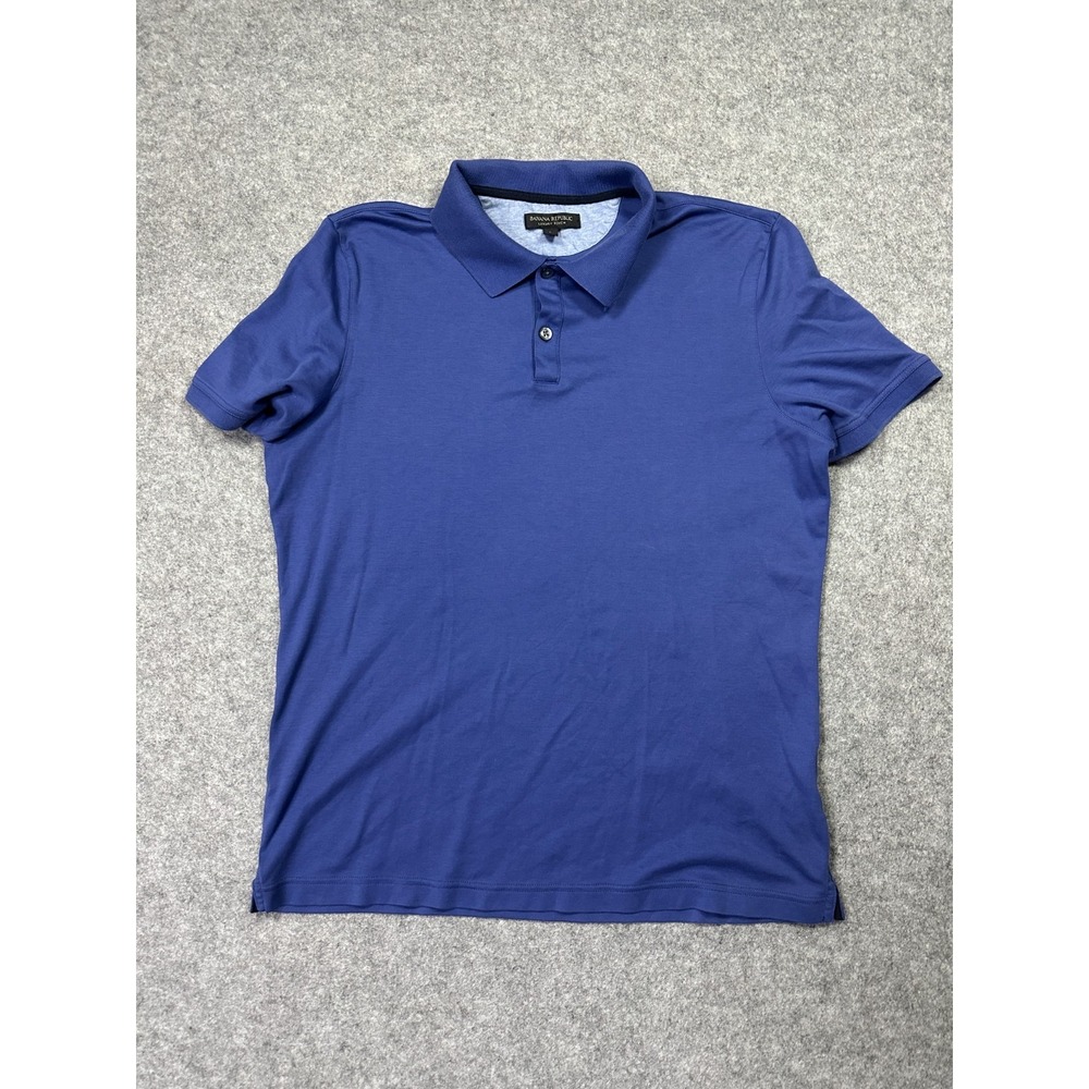 Banana Republic Luxury Touch Polo Shirt Mens Large Navy Blue Golf Performance
